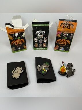 Hot Topic Horror Cats Enamel Pin Set